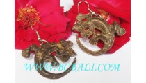 Gecko Carved Coco Wood Earrings